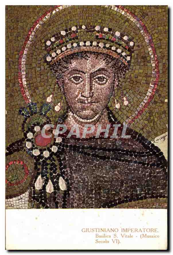 CPA Giustiniano Imperatore Basilica S Vitale Musaico Secolo 