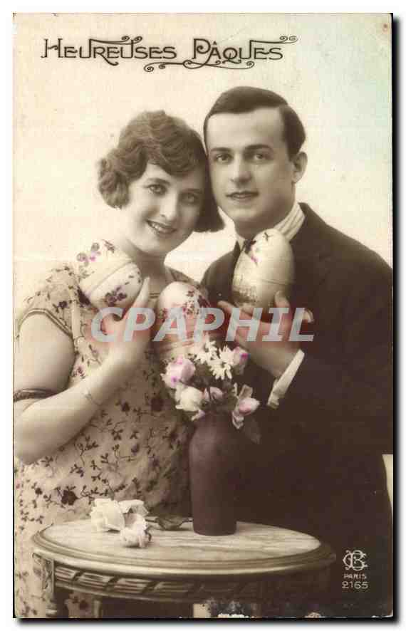 CPA Heureuses Paques Femme