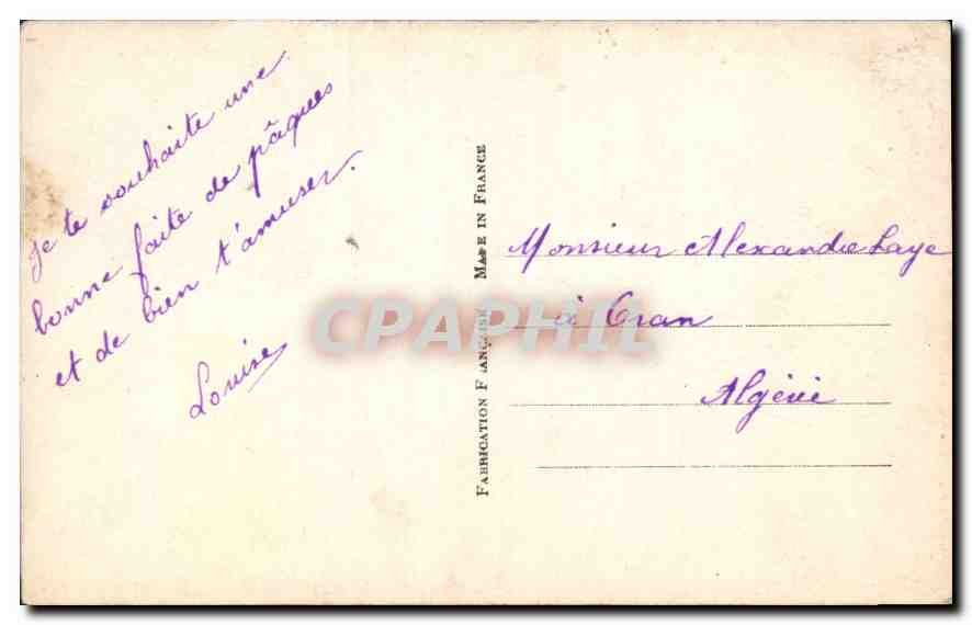 CPA Heureuses Paques Femme — Verso