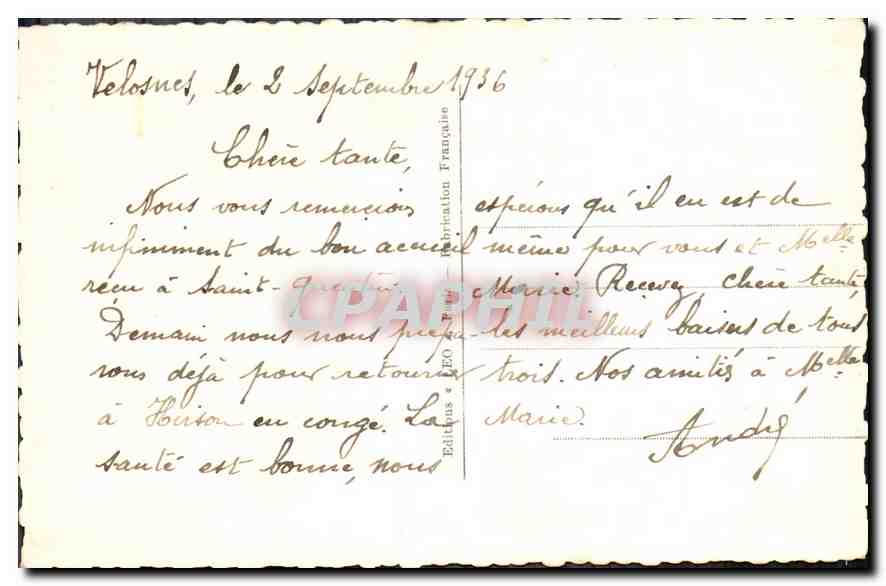 CPA Femme Enfant — Verso
