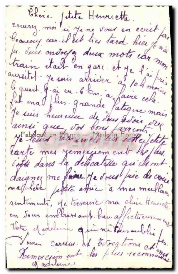 CPA Femme — Verso