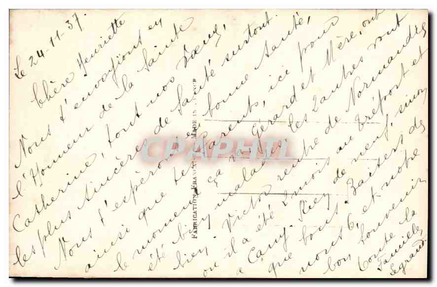 CPA Femme — Verso