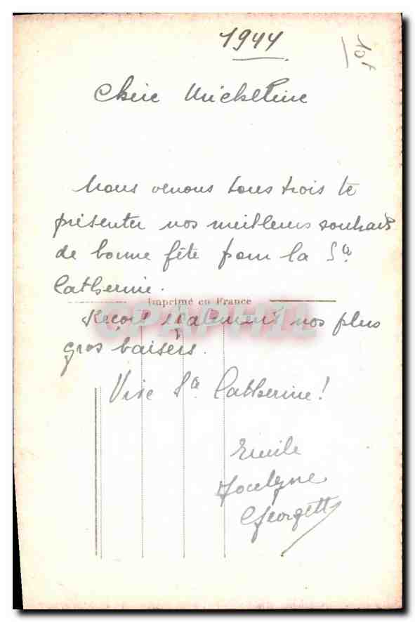 Jeune femme souriante — rose à la poitrine — J.C. n° 551/ — Verso