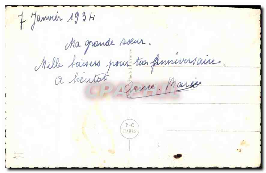 Jeune femme souriante — portrait — PC Paris n°3887 — Verso