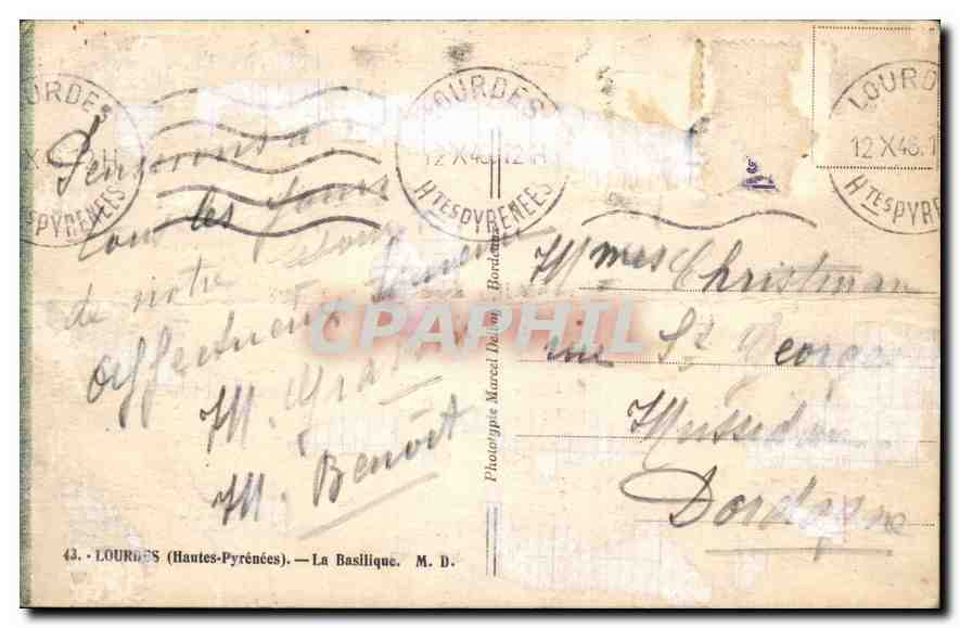 CPA Lourdes Hautes Pyrenees La Basilique  — Verso