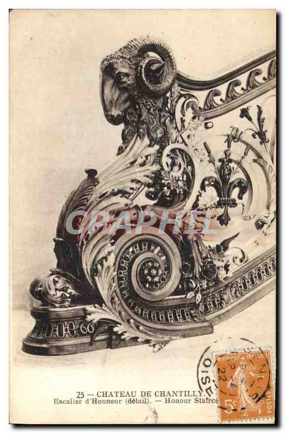 CPA Chateau de Chantilly Escalier d'Honneur detail 