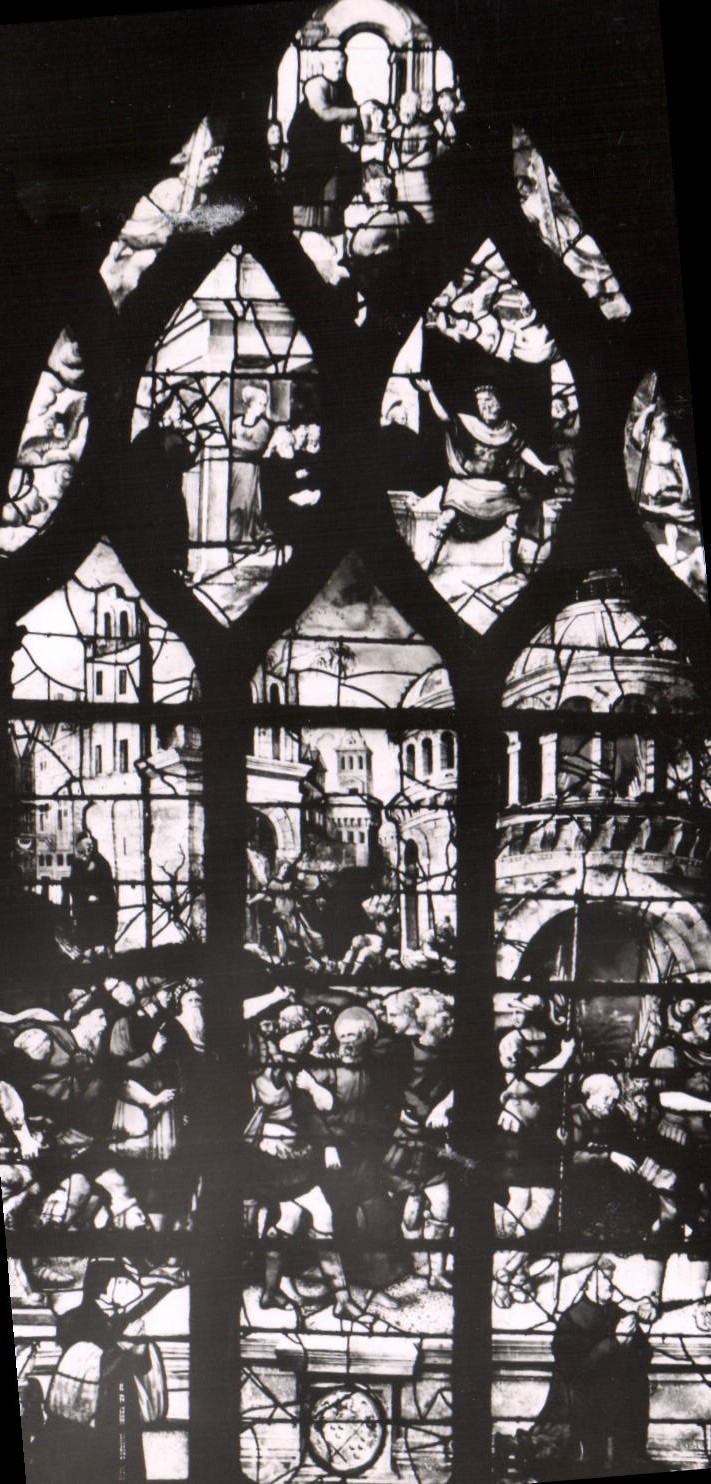 Montfort-l'Amaury — Iglesia de San Pedro — Vidriera XXII « La Liberación de San Pedro » — Edición A.P. II bis, Rue Colbert, Versalles