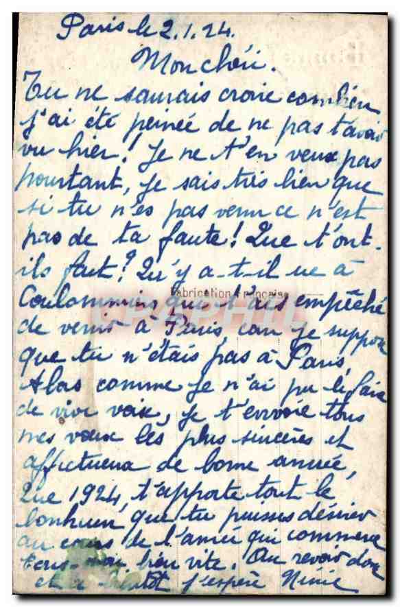 CPA Bonne Annee Femme — Rückseite