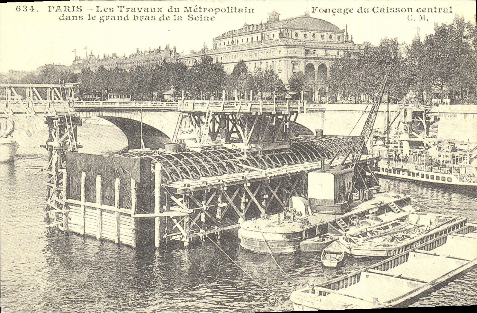 REPRO Paris Les Travaux du Metropolitain dans le grand bras de la Seine Metro