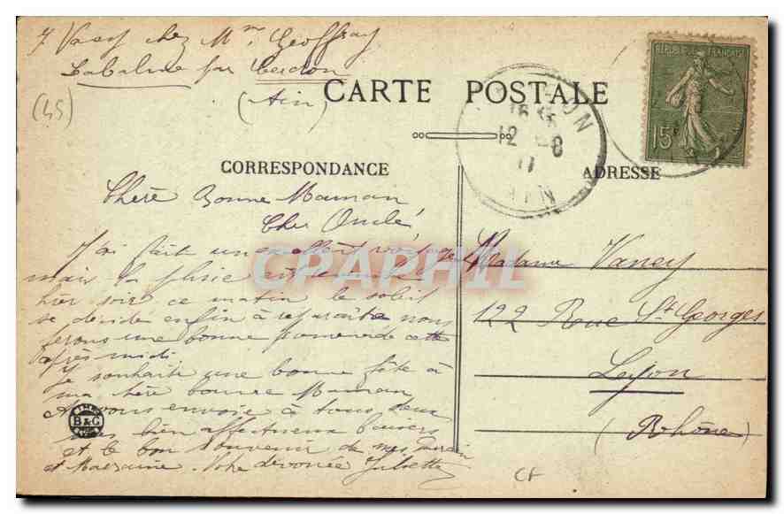 CPA Gerdon La vielle route a Roche coupee  — Verso