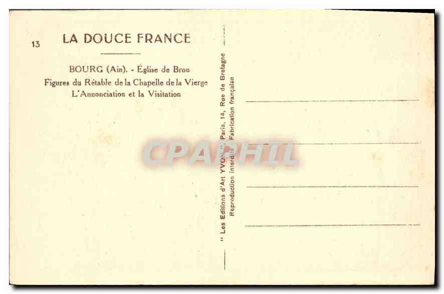CPA Figures de la Chapelle de la Vierge L'Annonciation et la Visitation  — Rückseite