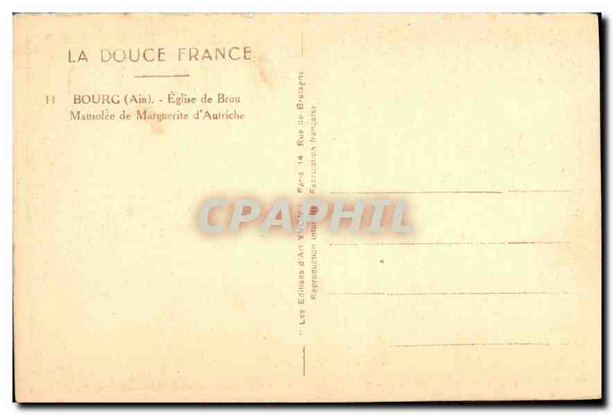 CPA Eglise d Brou Mansolee de Marguerite d'Autriche  — Rückseite
