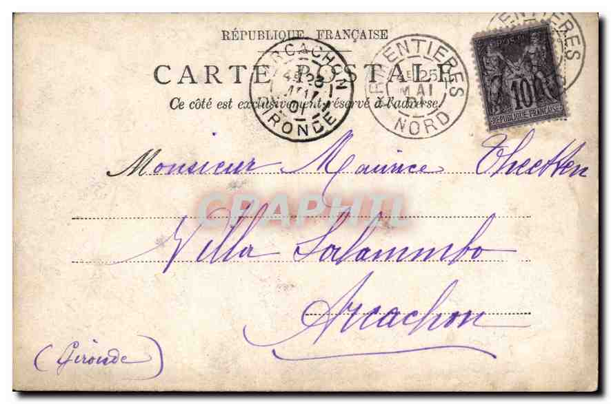 Famille à la campagne — photographie — Carte postale entière de la République Française — Back