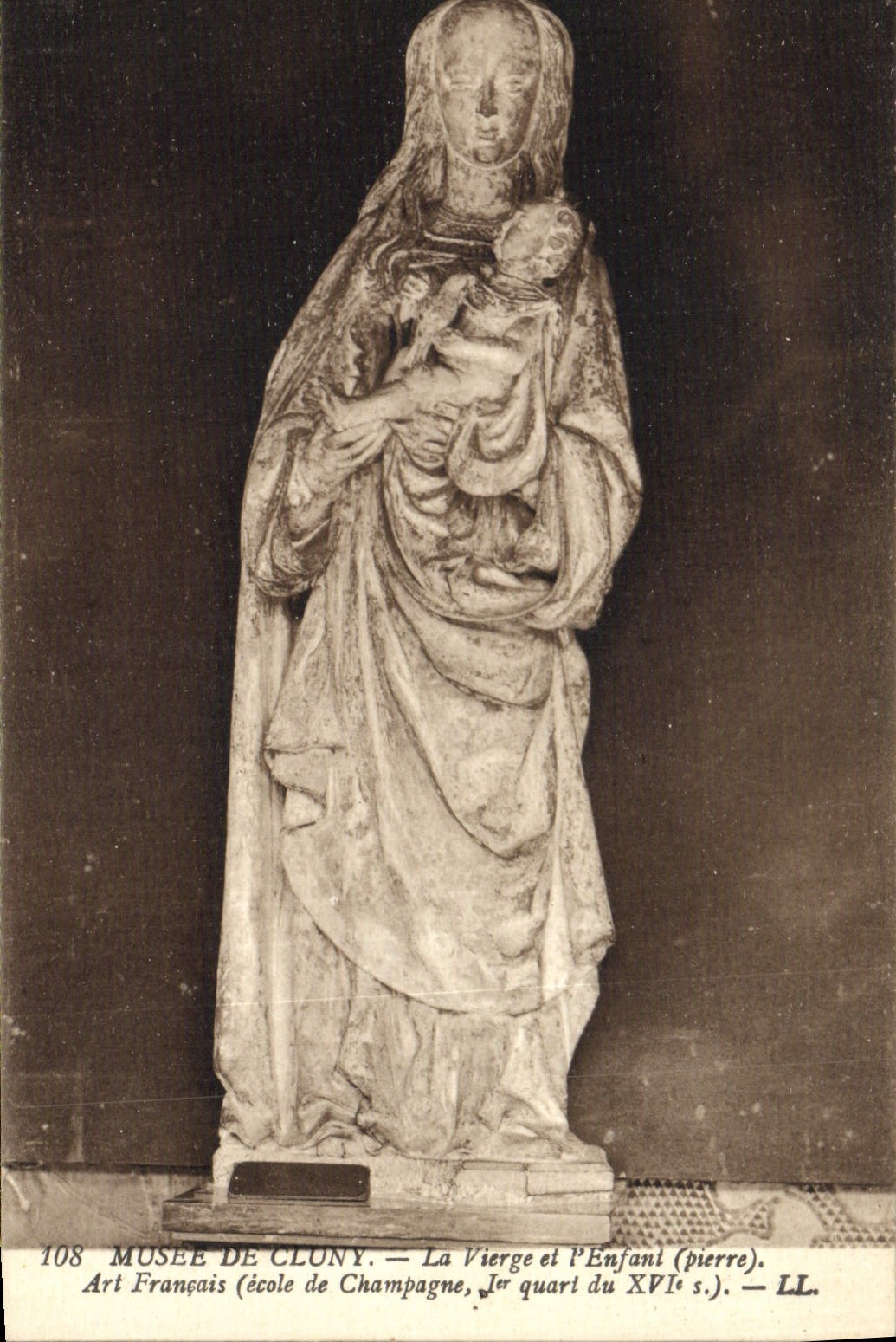 Musée de Cluny — La Vierge et l'Enfant (pierre) — école de Champagne, 1er quart du XVIe s.