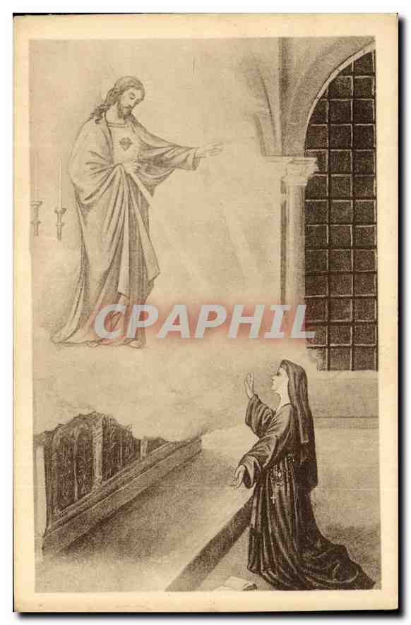 CPA Paray le Monial Apparition du Sacre Coeur a Sta Marguarite Marie 