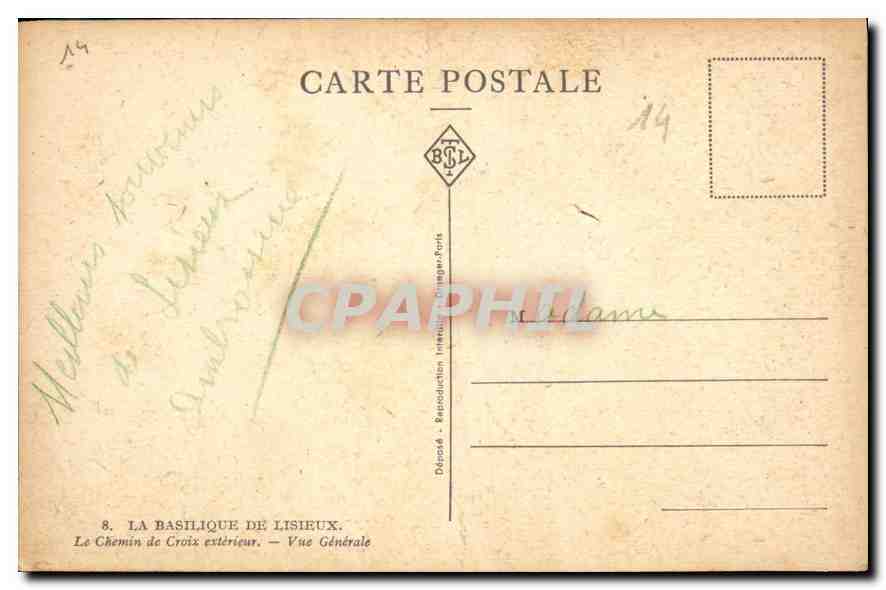 La Basilique de Lisieux — Le Chemin de Croix extérieur — Vue Générale — Déposé à Paris — Reverso