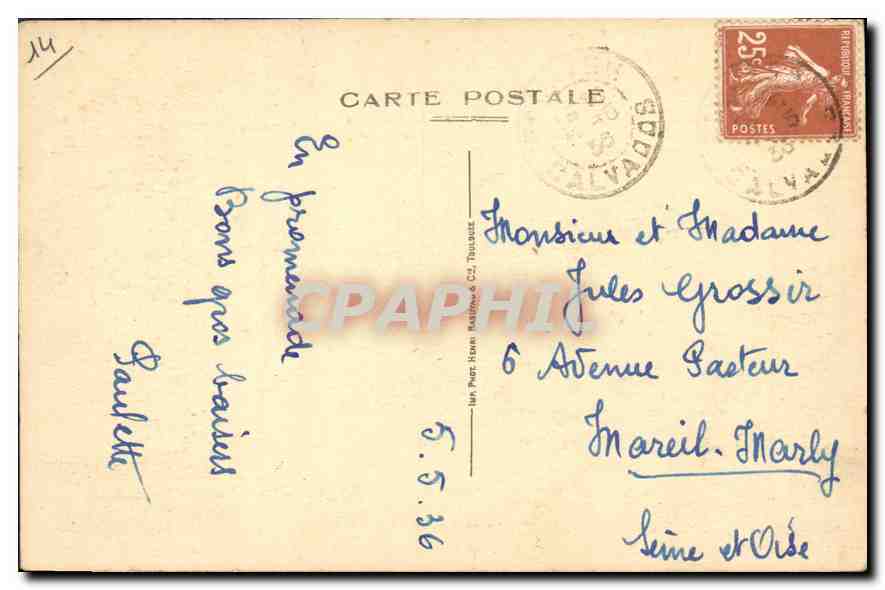Falaise — Le Grand Donjon Carré — CPAPHIL — Verso