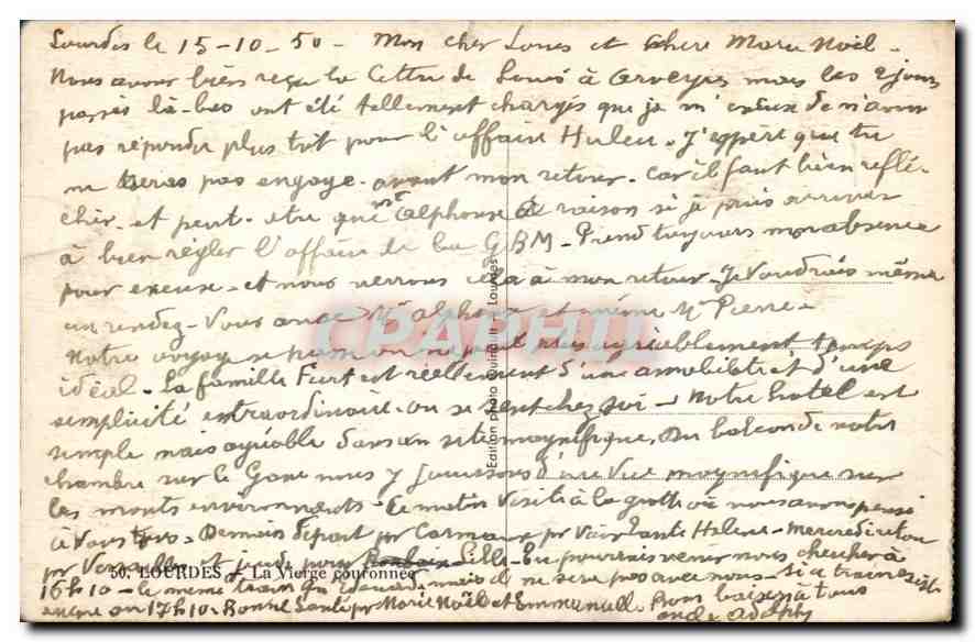CPA Lourdes La Vierge couronnée — Verso