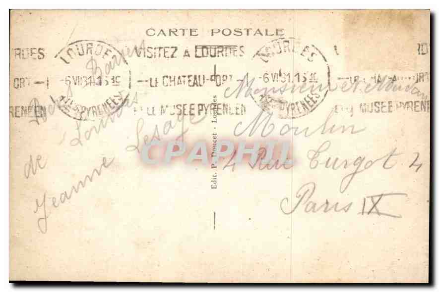 CPA Lourdes L'Apparition — Rückseite