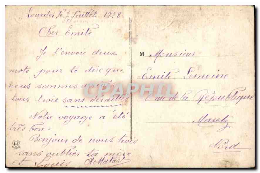 CPA Lourdes La Basilique et la Vallee du Gave  — Verso