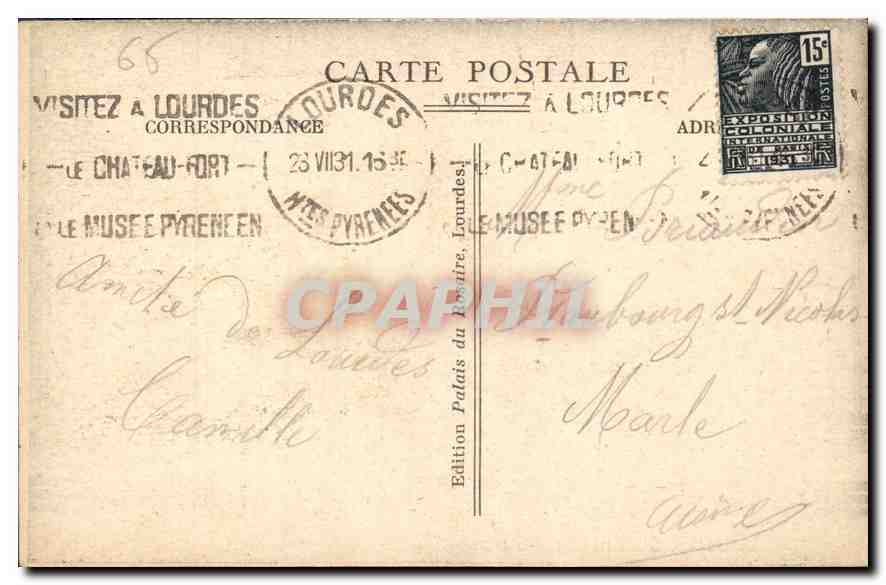 CPA Lourdes Entree du Rosaire  — Rückseite