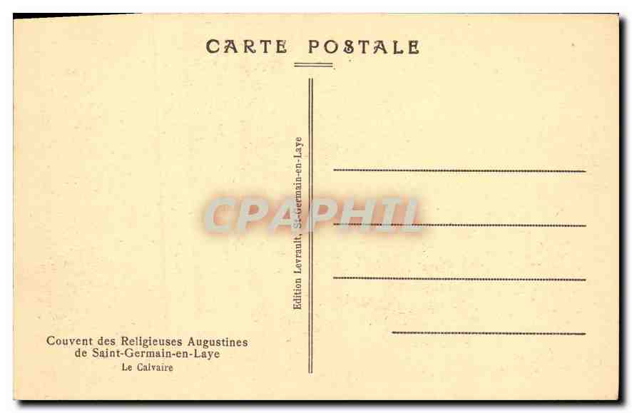 CPA Couvent des Religieuses Augustines de Saint Germain en Laye Le calvaire — Verso