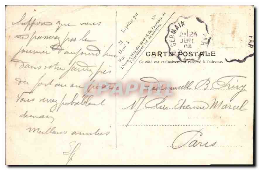 CPA Saint Germain en Laye Le Pavillon Henri IV — Verso