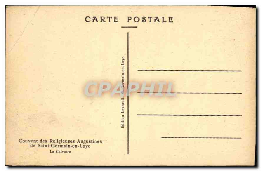 CPA Couvert des Religieuses Augustine de Saint Germain en Laye Le Calvaire  — Verso