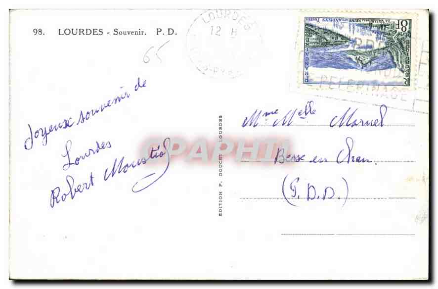 CPA A La Grotte Benie J'Ai Prie Pour Vous  — Verso
