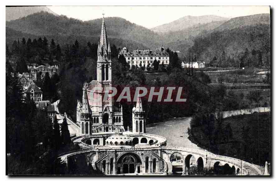 CPA Lourdes La Basiluque vue du Chateau Fort The Basilica from the Castle 