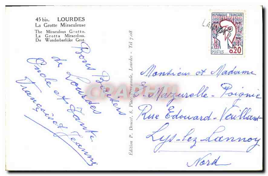 CPA Lourdes La Grotte Miraculeuse THe Miraculous Grotto  — Verso