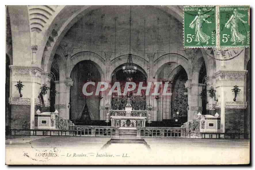 CPA Lourdes Le Rosaire Interieur 