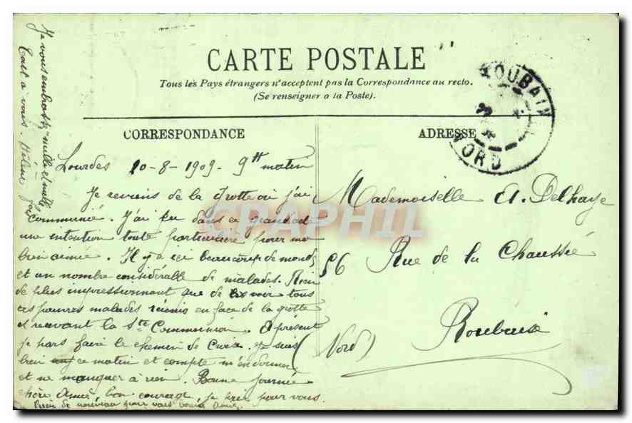 CPA Lourdes Le Rosaire Interieur  — Verso
