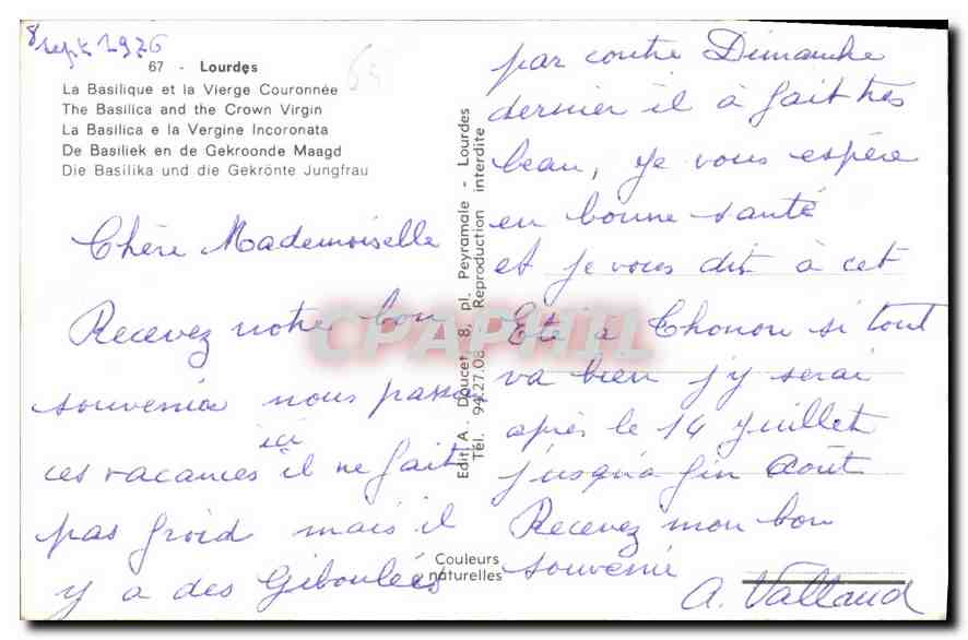 CPA Lourdes La Basilique et la Vierge Couronnee  — Verso