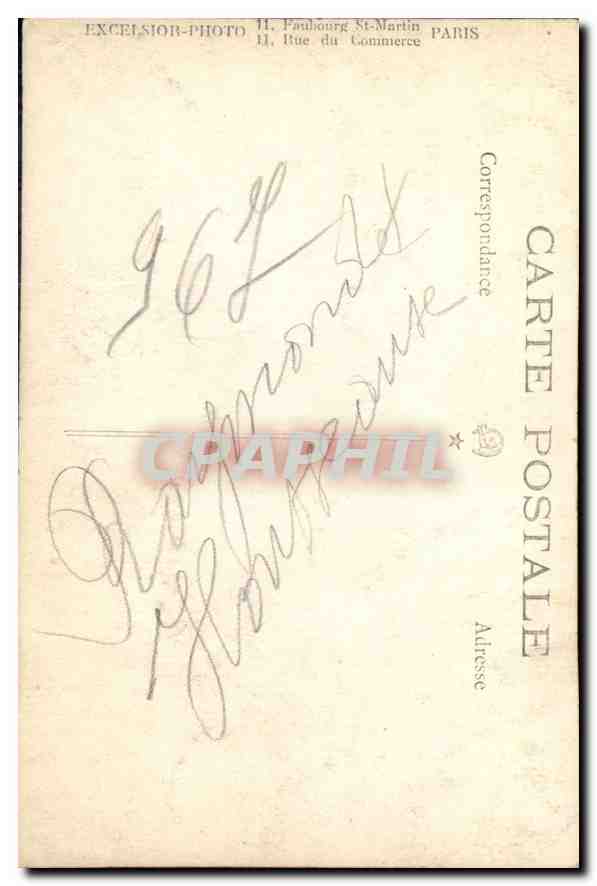 CARTE PHOTO Femme — Verso
