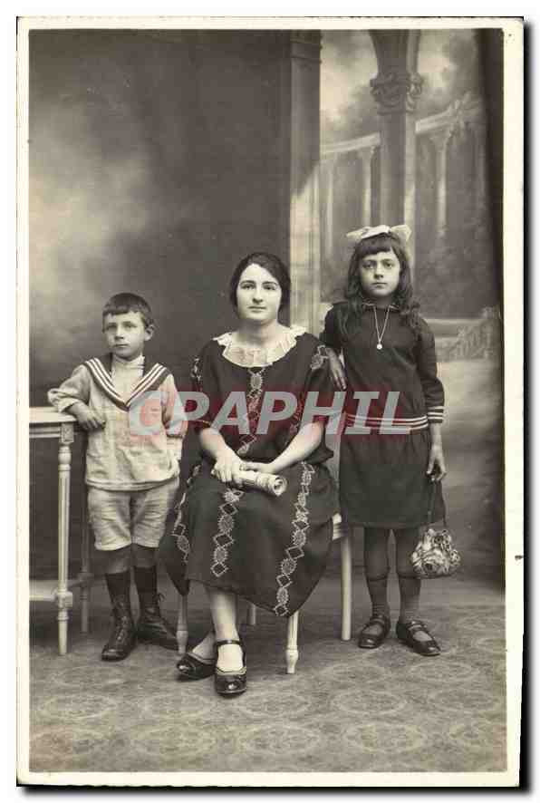CARTE PHOTO Femme Enfants