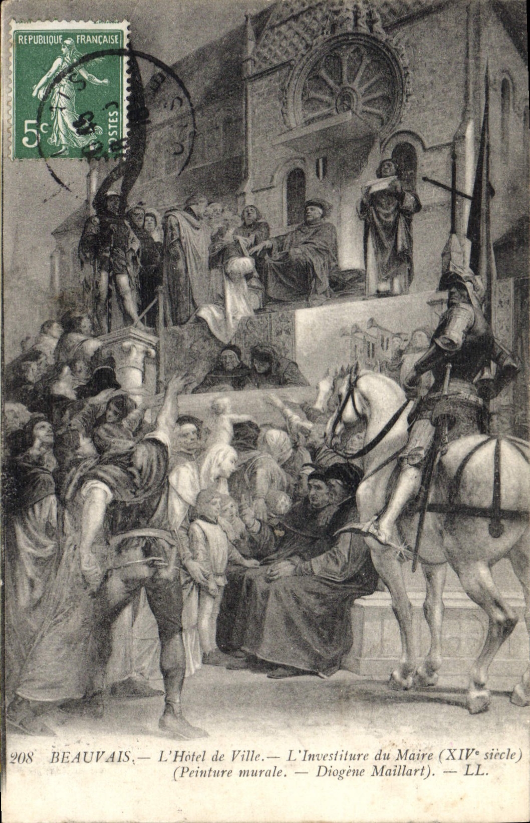 Beauvais — L'Hôtel de Ville — L'Investiture du Maire (XIVe siècle) — Diogène Maillart — LL