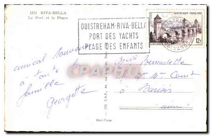 CPA Riva Bella Le Port et le Phare Bateaux de peche — Rückseite