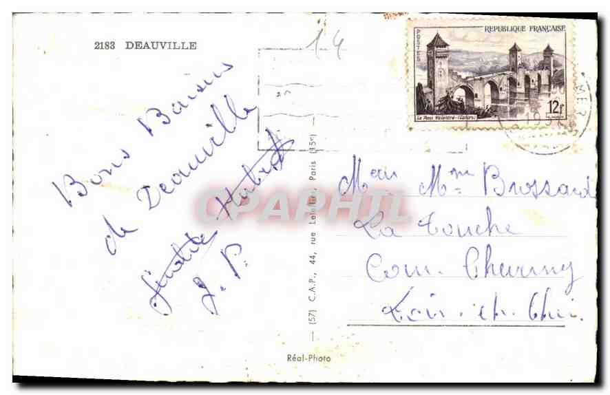 CPA Souvenir de Deauville Bateau Le casino Le Royal Hotel — Verso