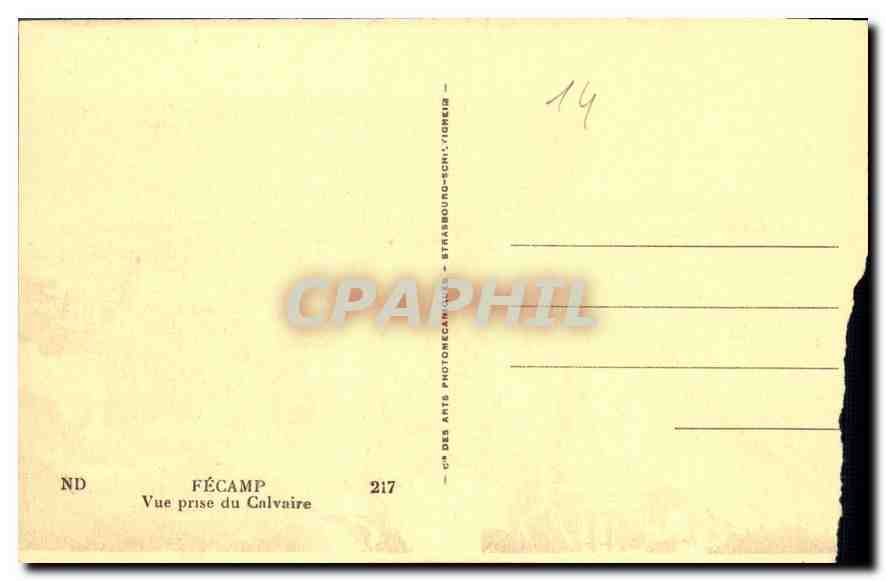 CPA Fecamp vue prise du Calvaire  — Rückseite