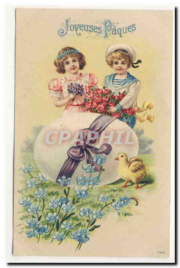 heureuses paques oeufs geants enfants carte en relief CPA