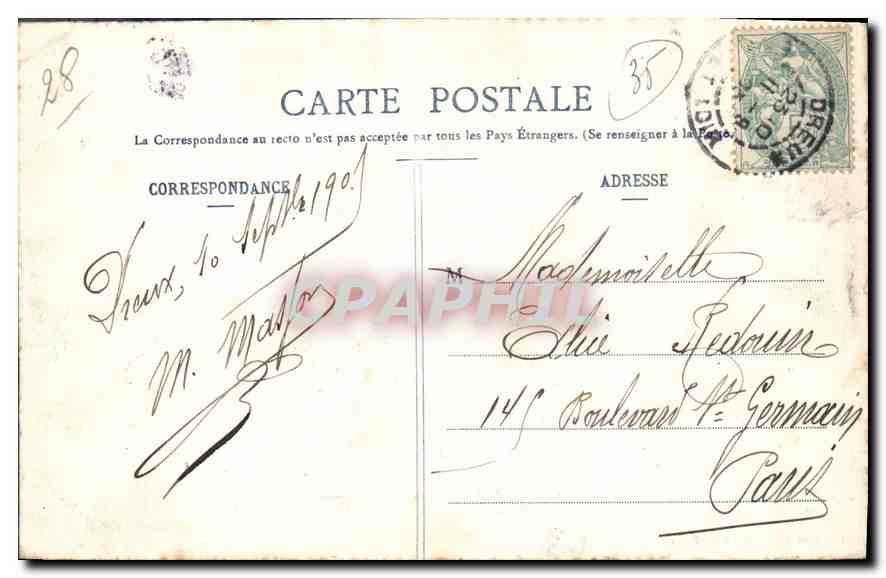 Dreux — Le Corps de Garde du Vieux Château — Au loin, la Ville et le Couvent de la Visitation — Verso