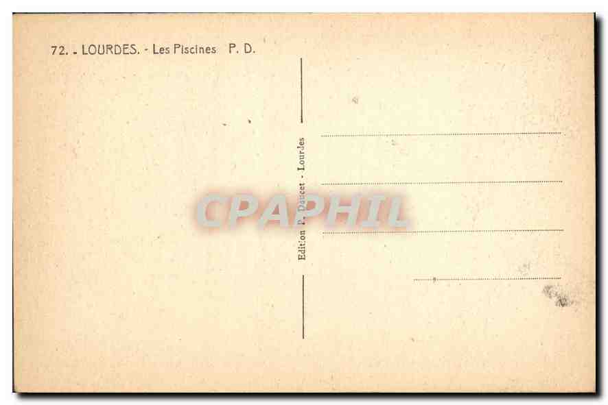 CPA Lourdes les Piscines  — Verso