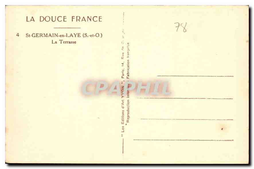 CPA St Germain en Laye S et O la Terrasse  — Verso
