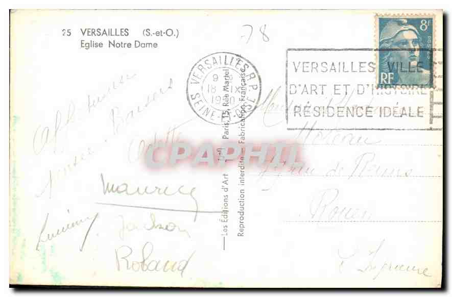 Église Notre-Dame — Versailles (S.-et-O.) — Éditions d'Art et d'Histoire — Rückseite