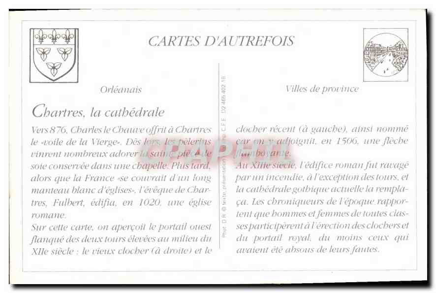 REPRO Chartres la Place Chatelet et la Cathedrale Train — Verso