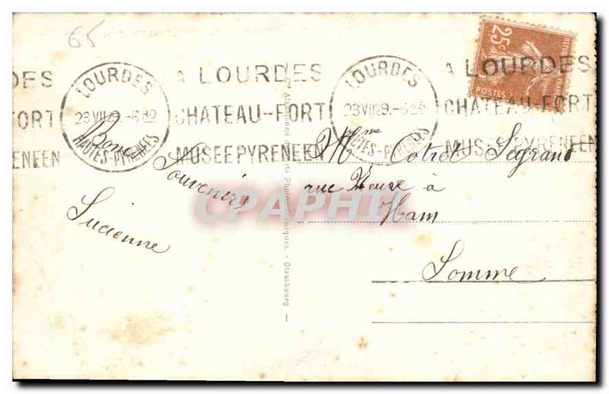 CPA Lourdes la Vallee et le Gave  — Verso