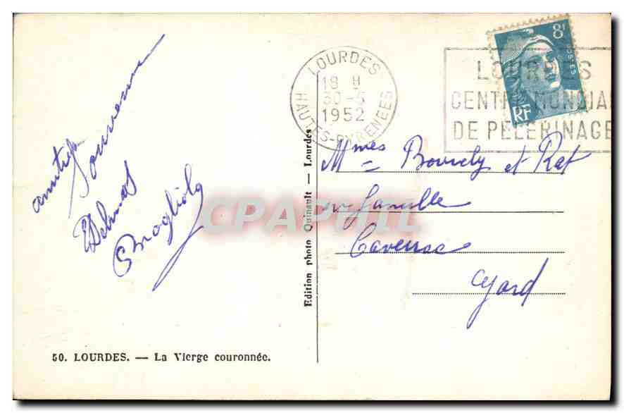 CPA Lourdes la Vierge Couronnee  — Verso