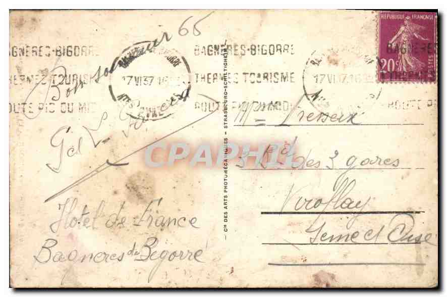 Bagnères-de-Bigorre - La Vallée de Gripp - Cascata superiore del Garet — editore Cie des Arts Photographiques — Verso