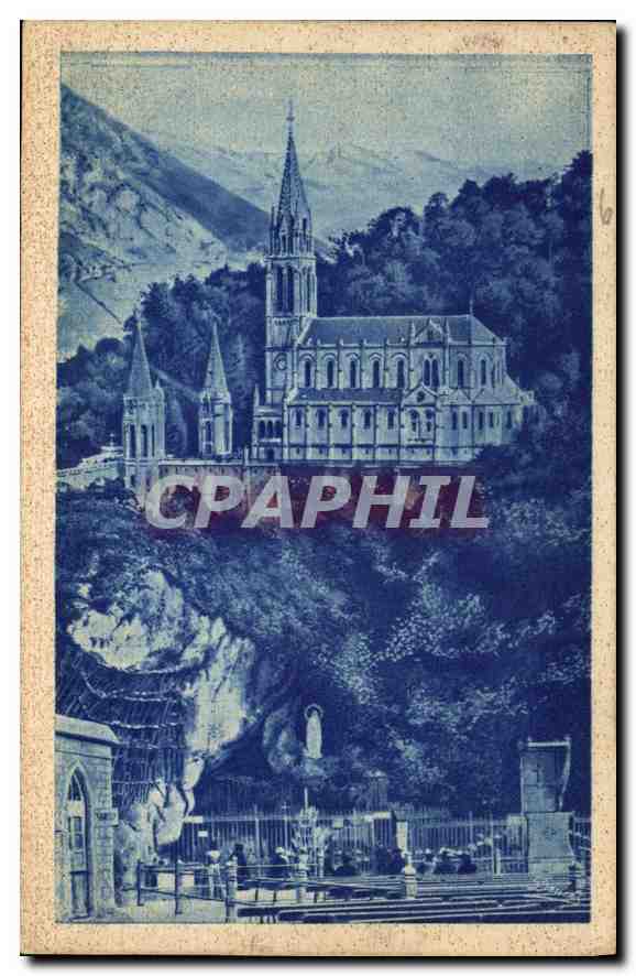 CPA Lourdes la grotte et la Basilique 